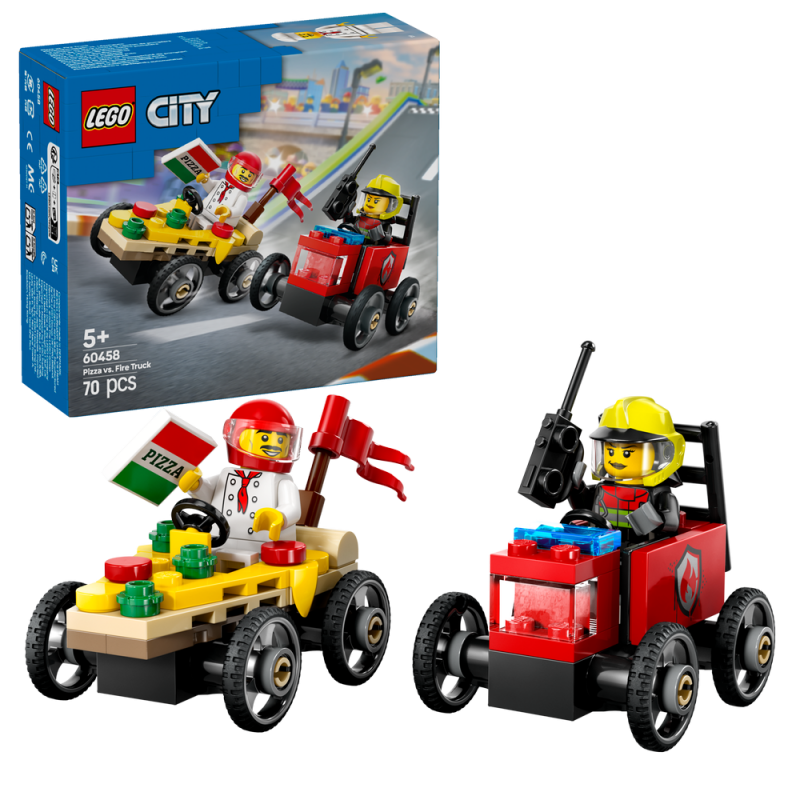 LEGO® City 60458 Závodní balíček: Rozvoz pizzy vs. hasičské auto