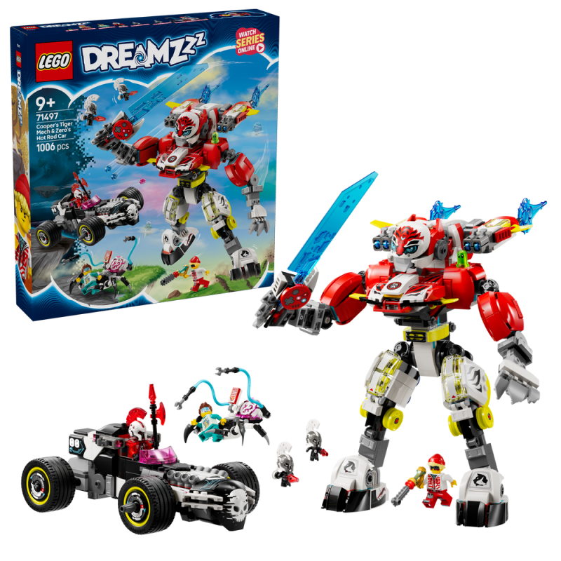 LEGO® DREAMZzz™ 71497 Cooperův tygří robot a Zerův hot rod