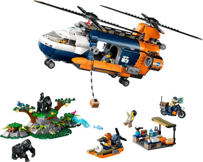 LEGO® City 60437 Helikoptéra na průzkum džungle v základním táboře