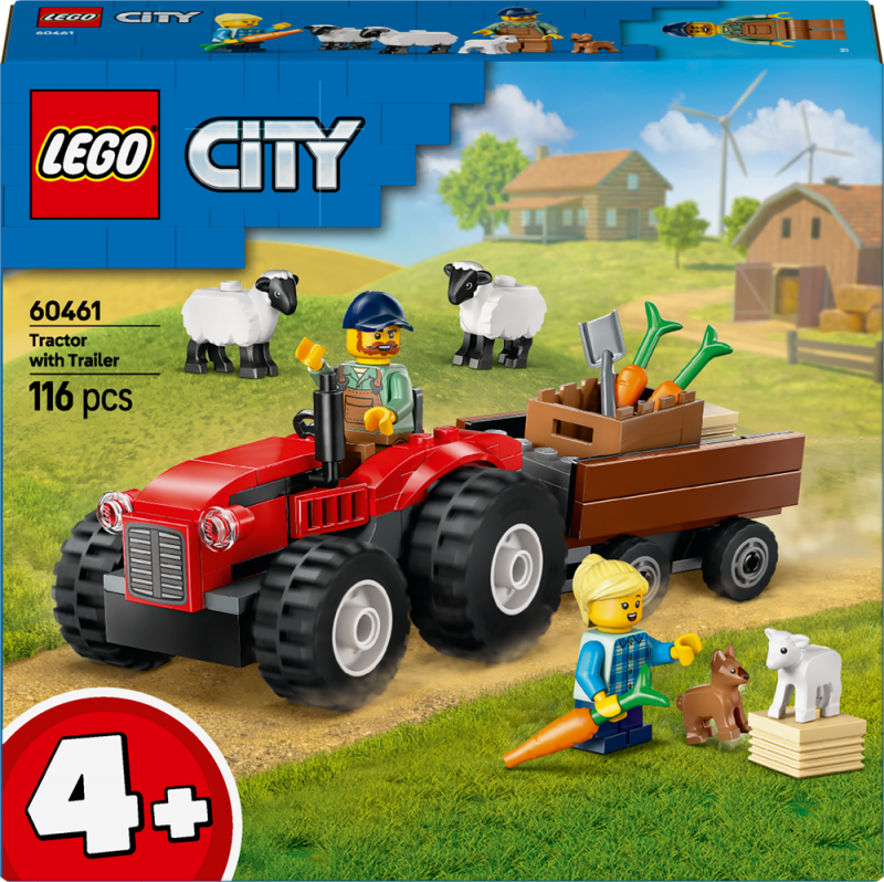 LEGO® City 60461 Červený traktor s přívěsem a ovcemi