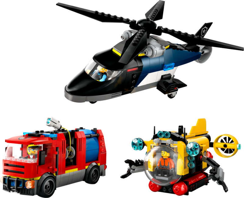 LEGO® City 60462 Remix: Helikoptéra, hasičský vůz a ponorka