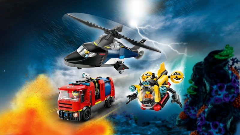 LEGO® City 60462 Remix: Helikoptéra, hasičský vůz a ponorka